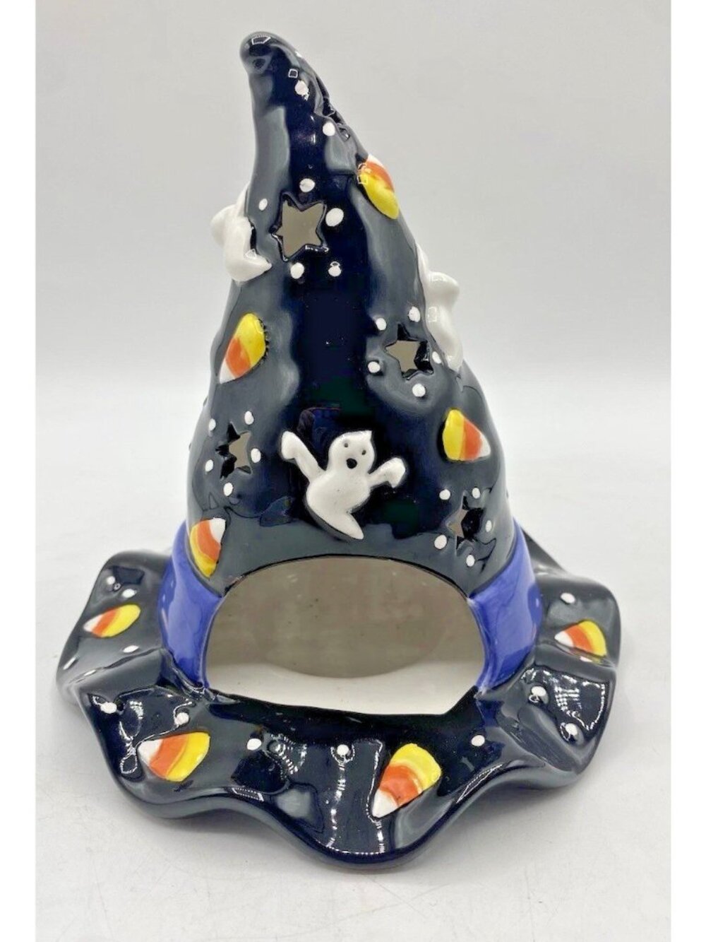 Bella Casa By Ganz Halloween Witch Hat Tealight Candle Holder Candy Corn Ghosts - Picture 12 of 16